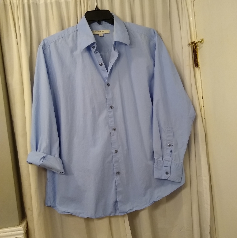 Perry Ellis Modern Fit Cotton Blue Button Down